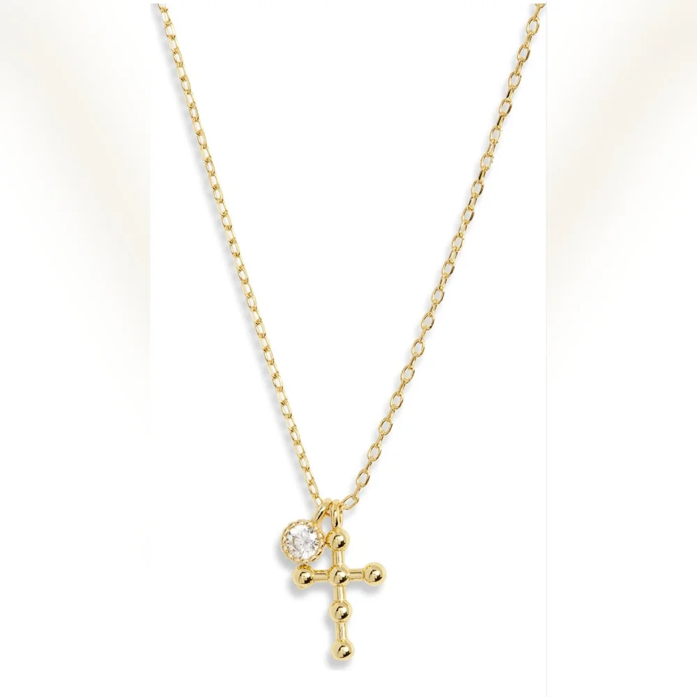 Argento Vivo Gold-Tone Cross Necklace with Crystal Accent
